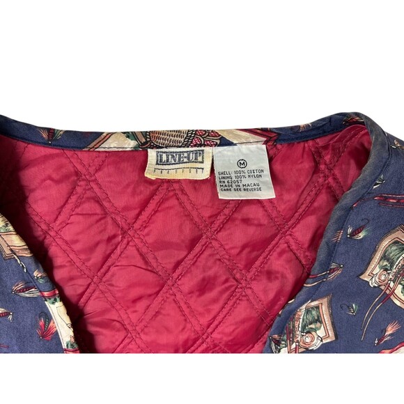 Vintage Line-up Zip Utility Fishing Print Vest  Size M  Halloween Theatre Prop - Picture 6 of 7